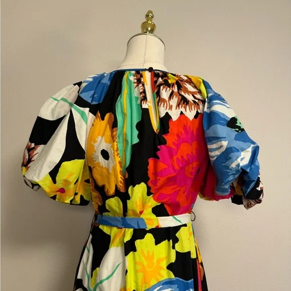 Blue and Pink Puff Sleeve Maxi Sundress - Picture 8 of 12